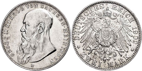 Saxony-Meiningen 2 Mark, 1902, ... 