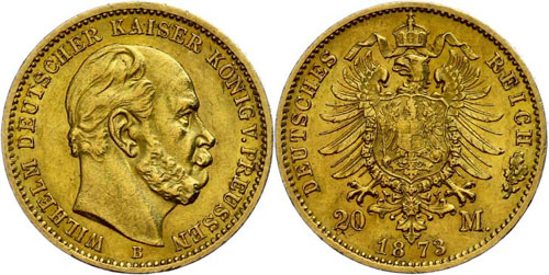 Preußen 20 Mark, 1873, Wilhelm ... 