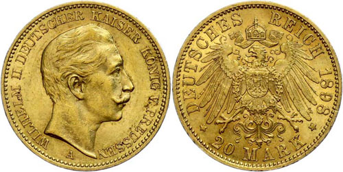 Prussia 20 Mark, 1898, Wilhelm ... 