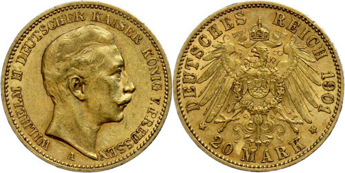 Prussia 20 Mark, 1901, Wilhelm ... 