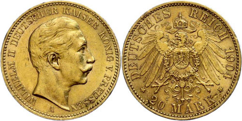 Prussia 20 Mark, 1904, Wilhelm ... 