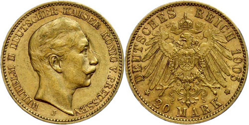 Preußen 20 Mark, 1905, Wilhelm ... 