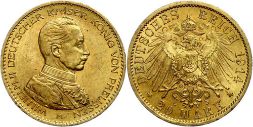 Prussia 20 Mark, 1914, Wilhelm II. ... 
