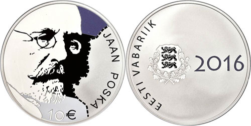 Estonia 10 Euro, 2016, Jaan Poska ... 