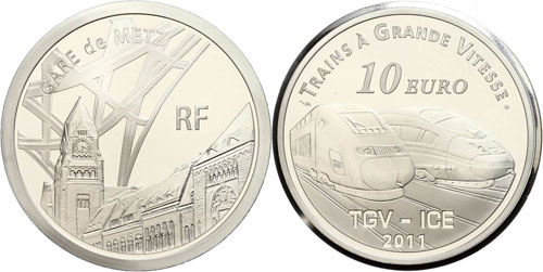 France 10 Euro, 2011, railroad in ... 