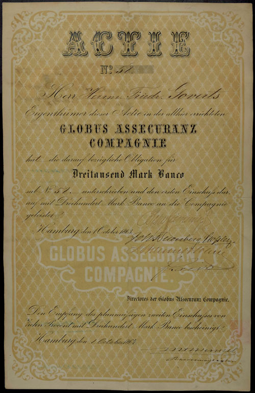 Stocks Hamburg 1863, Globe ... 