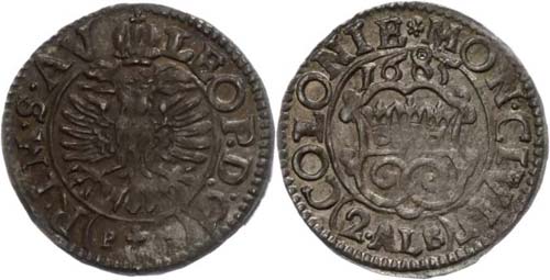 Cologne City 2 Albus, 1685, with ... 
