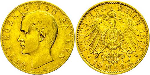 Bavaria 10 Mark, 1898, Otto, ... 