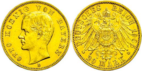 Bayern 20 Mark, 1905, Otto II., ... 