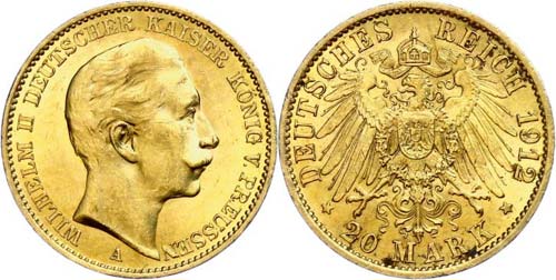 Preußen 20 Mark, 1912, Wilhelm ... 