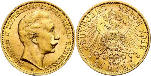 Preußen 20 Mark, 1912, Wilhelm ... 