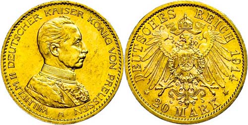 Preußen 20 Mark, 1914, Wilhelm ... 