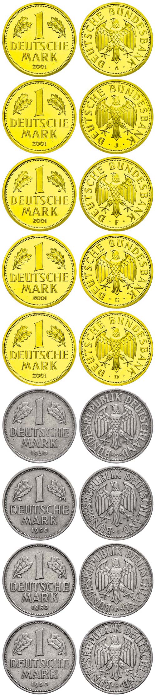 Münzen Bund ab 1946 1 Mark, 2001, ... 