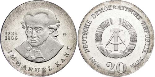 Münzen DDR 20 Mark, 1974, Kant, ... 