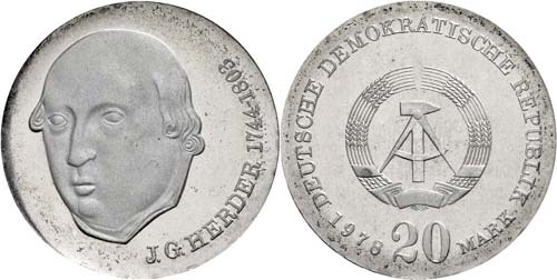 Münzen DDR 20 Mark, 1978, Herder, ... 