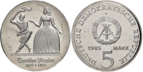Münzen DDR 5 Mark, 1985, Neuber, ... 