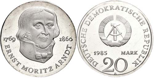 Münzen DDR 20 Mark, 1985, Arndt, ... 