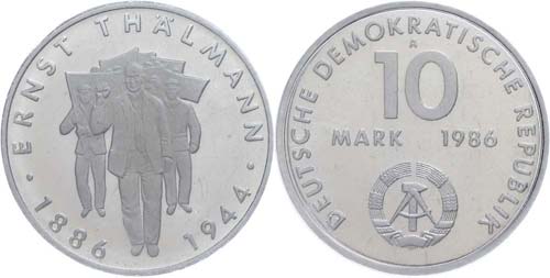 GDR 10 Mark, 1986, Thälmann, in ... 