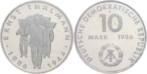 GDR 10 Mark, 1986, Thälmann, in ... 