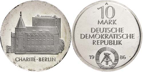 GDR 10 Mark, 1986, Charité ... 