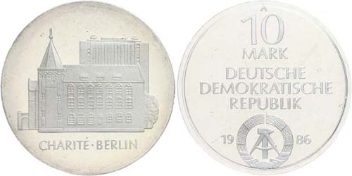 GDR 10 Mark, 1986, Charité ... 