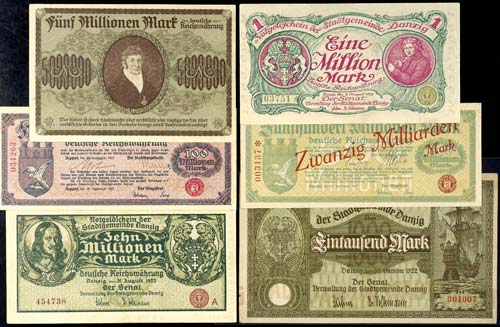 Gdansk, small lot of 6 banknotes. ... 