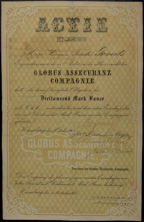 Aktien Hamburg 1863, Globus ... 