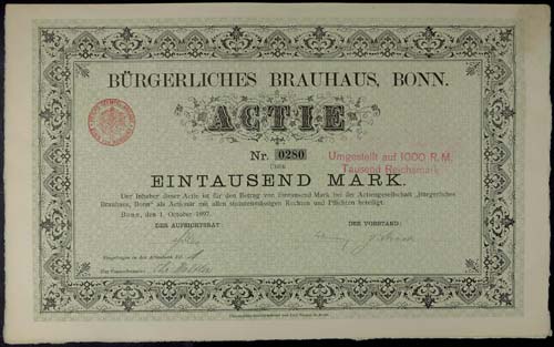Stocks Bonn 1897, bourgeois ... 