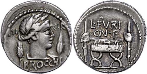 Coins Roman Republic L. Furius Cn. ... 