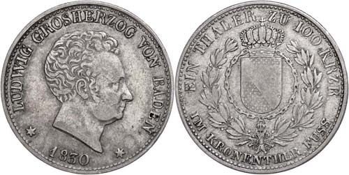Baden Gulden, 1830, Ludwig, AKS ... 
