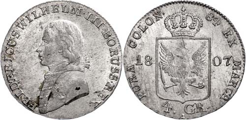 Prussia 4 Groschen, 1807, A, ... 