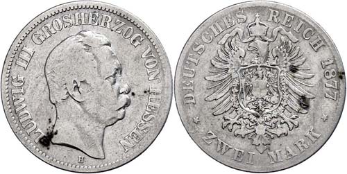 Hesse 2 Mark, 1877, Ludwig III., ... 