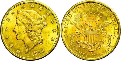 Coins USA 20 dollars, 1893, San ... 