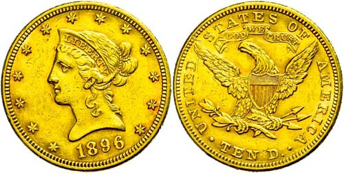 Coins USA 10 dollars, 1896, ... 