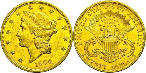 Coins USA 20 dollars, 1904, ... 