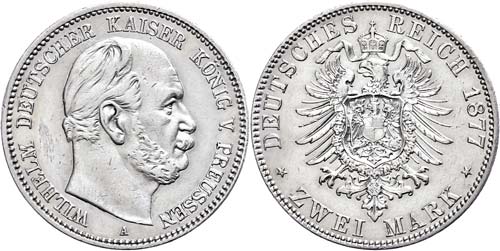Prussia 2 Mark, 1877, Wilhelm I., ... 