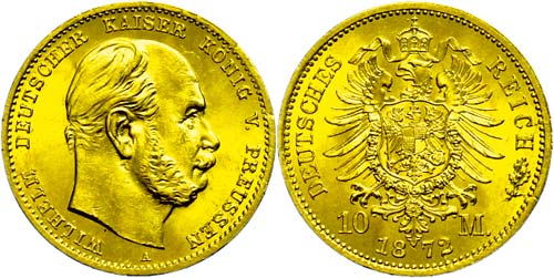 Preußen 10 Mark, 1872, A, Wilhelm ... 