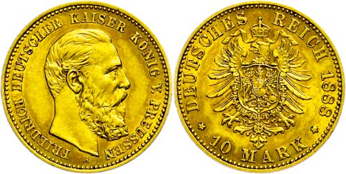 Prussia 10 Mark, 1888, Friedrich ... 