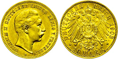 Prussia 10 Mark, 1903, Wilhelm ... 