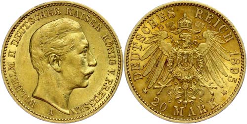 Prussia 20 Mark, 1895, Wilhelm ... 