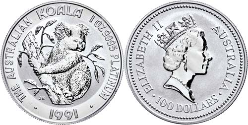 Australia 100 Dollars, Platinum, ... 