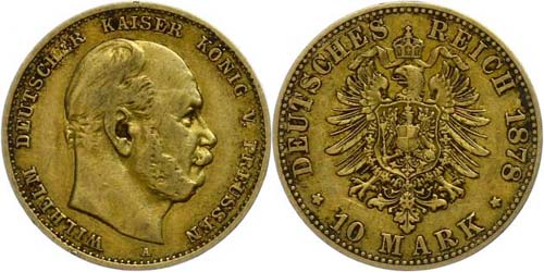 Prussia  10 Mark, 1878, Wilhelm ... 