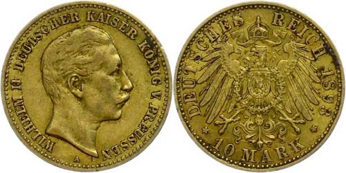 Preußen Goldmünzen  10 Mark, ... 