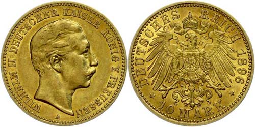 Prussia  10 Mark, 1896, Wilhelm ... 