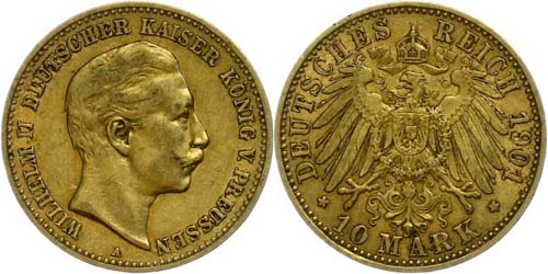 Prussia  10 Mark, 1901, Wilhelm ... 