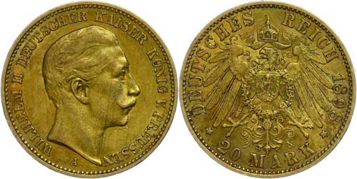 Prussia  20 Mark, 1898, Wilhelm ... 