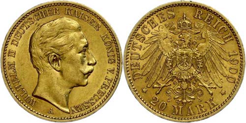 Prussia  20 Mark, 1900, Wilhelm ... 