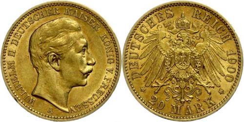 Prussia  20 Mark, 1900, Wilhelm ... 