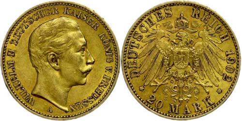 Prussia  20 Mark, 1902, Wilhelm ... 