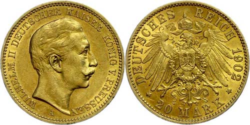 Prussia  20 Mark, 1902, Wilhelm ... 